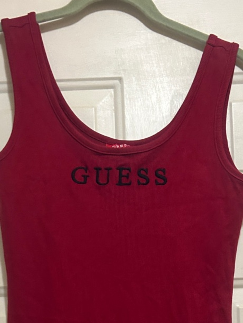 GUESS Wine Red Slim Ribbed Tank Dress!